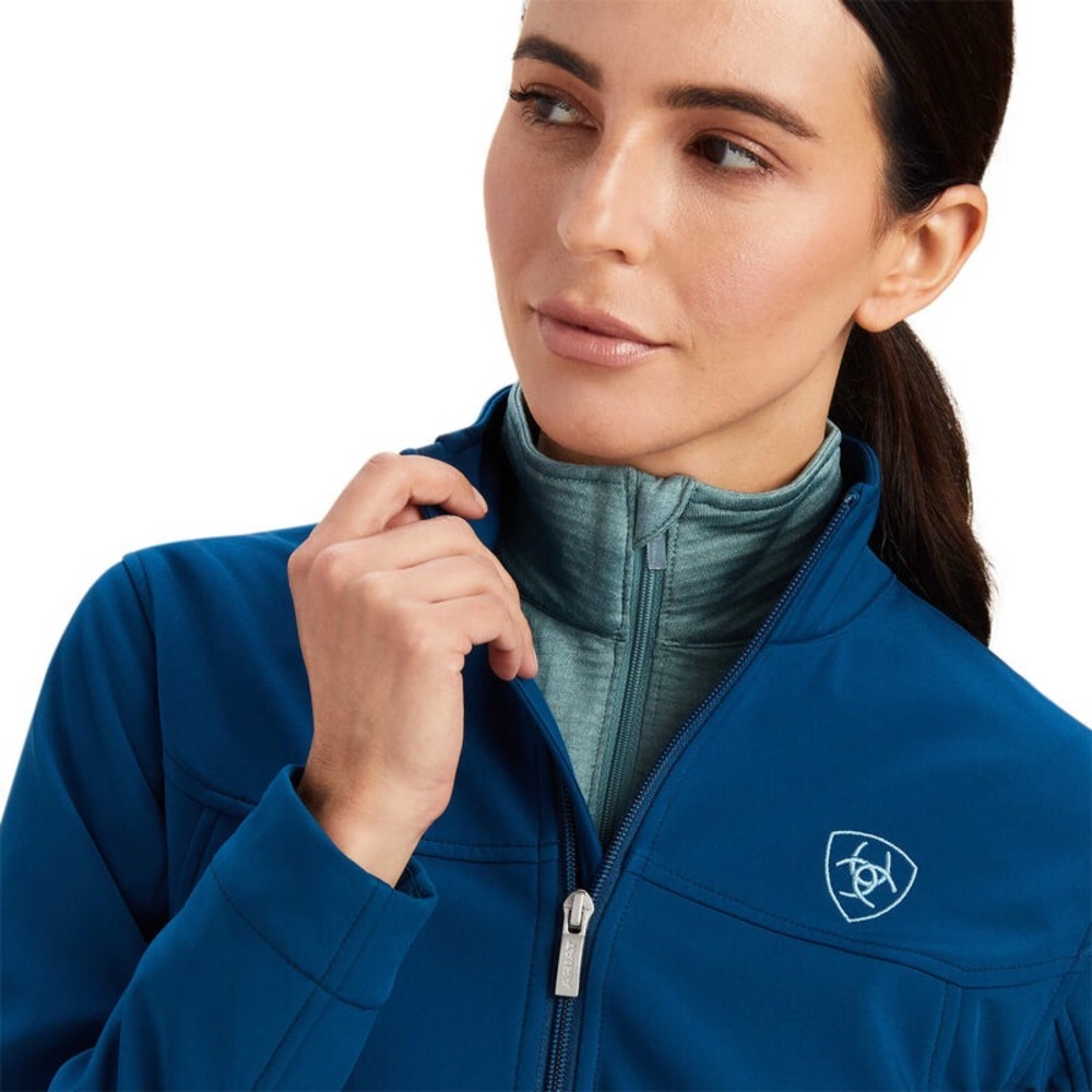 Ariat Teal Team Softshell Jacket Aztec Serape Pattern Embroidered Sleeve - Picture 4 of 13
